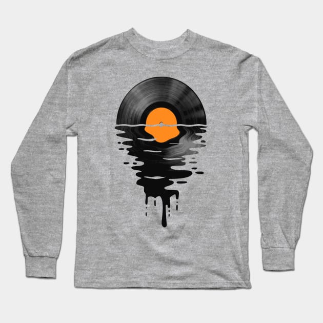 Vinyl LP Music Record Sunset Orange Long Sleeve T-Shirt by Nerd_art